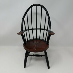 Vintage Mini Toy Wooden Windsor Arm Chair Baby Doll Teddy  Cacti Plant 12”